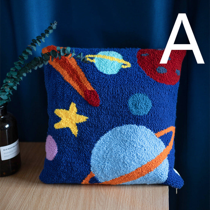 Yarn Poke Embroidered Planet Pillow DIY Kit