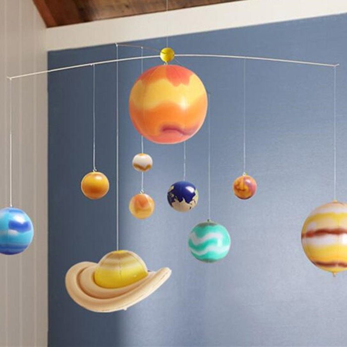 Nine planets solar system thickened cartoon balloon