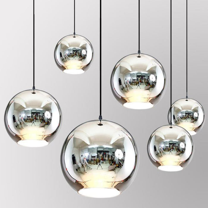 Cafe Mirror Space Electroplating Glass Chandelier Decoration Round Glass Chandelier