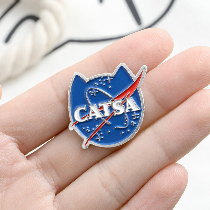 Blue Cat Planet Brooch