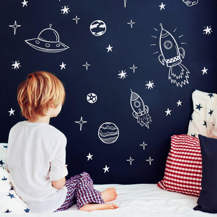 Solar System Planets Spaceship Rocket Astronaut Bedroom Decorative Wall Sticker