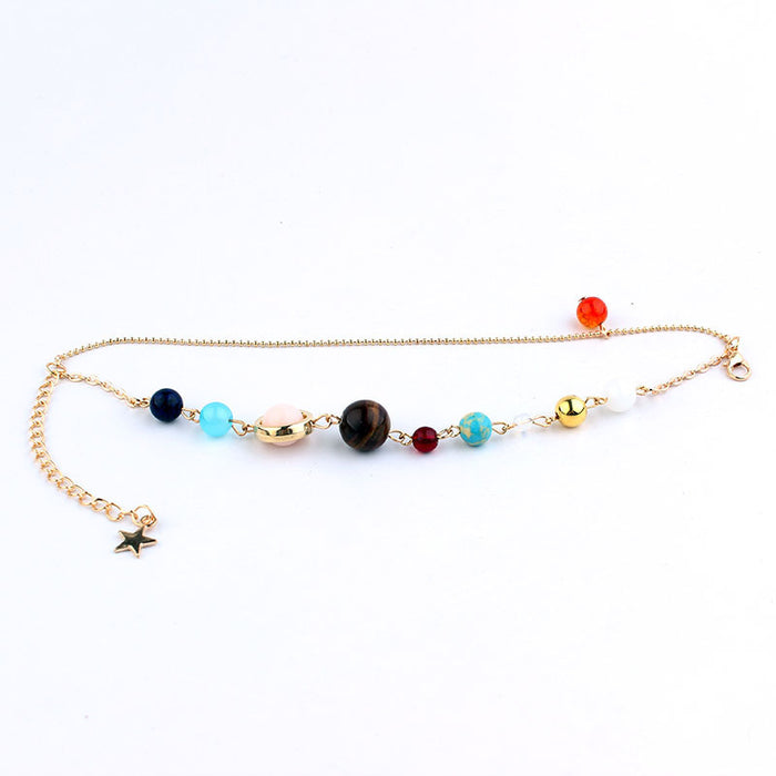 E Galaxy Eight Planets Bracelet Anklet Solar System Sweater Necklace