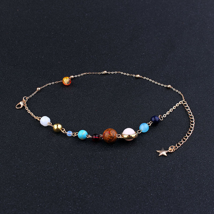 E Galaxy Eight Planets Bracelet Anklet Solar System Sweater Necklace