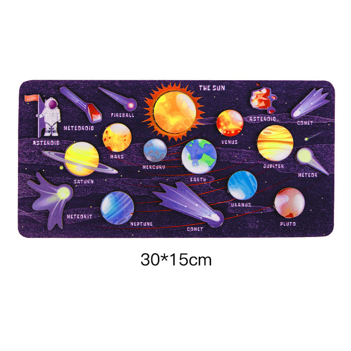 Wooden Children's Universe Star Cognitive Solar System Eight Planets Puzzle