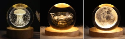 Luminous Starry Sky And Planets Moon Moon Crystal Ball Small Night Lamp Projection Ambience Light Creative Gift New Strange Gift