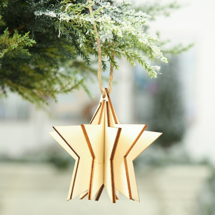 Creative Three-dimensional Wooden Five-pointed Planet Pendant