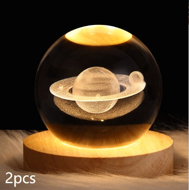 Luminous Starry Sky And Planets Moon Moon Crystal Ball Small Night Lamp Projection Ambience Light Creative Gift New Strange Gift