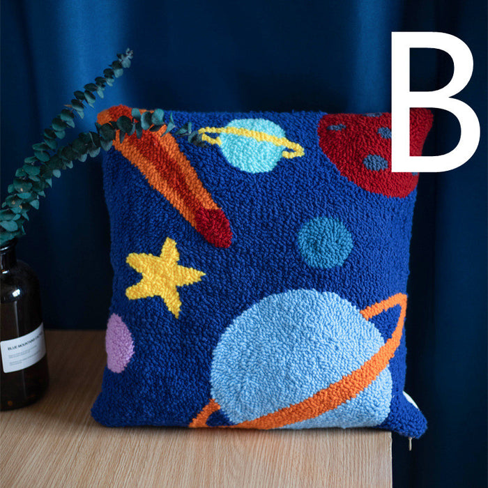 Yarn Poke Embroidered Planet Pillow DIY Kit