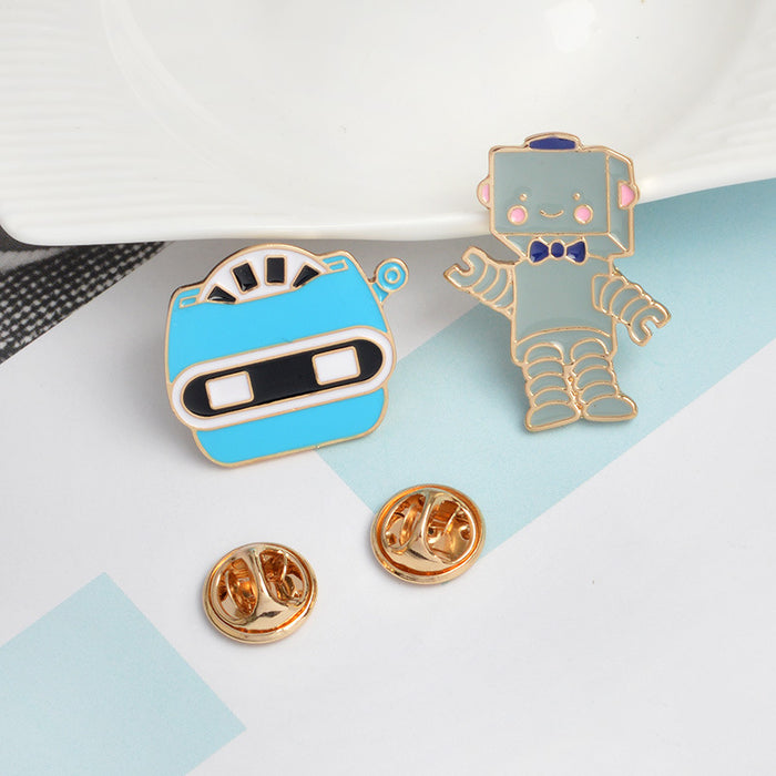 Creative airplane astronaut robot planet dripping cartoon brooch