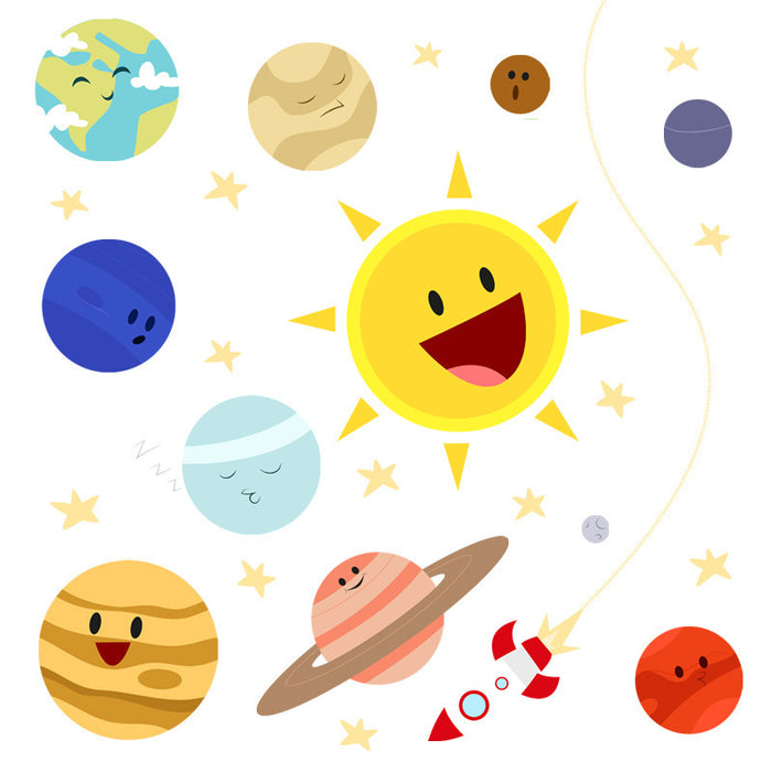 Cartoon Kindergarten Wall Stickers Universe Space Planet