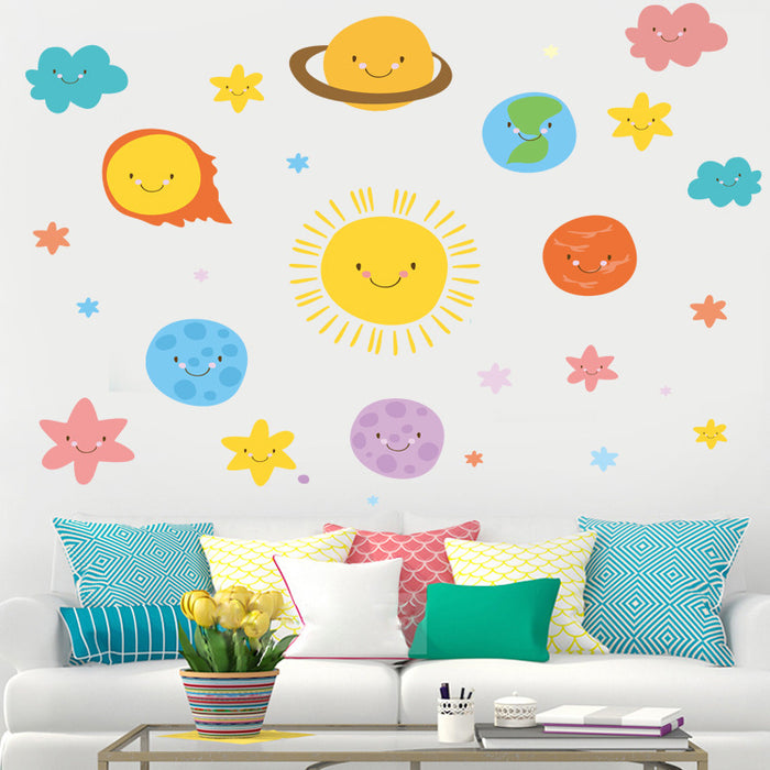 Cartoon Kindergarten Wall Stickers Universe Space Planet