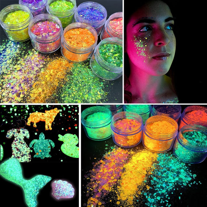 Festival UV Glow Face Makeup Glitter Eyeshadow Powder Nail A