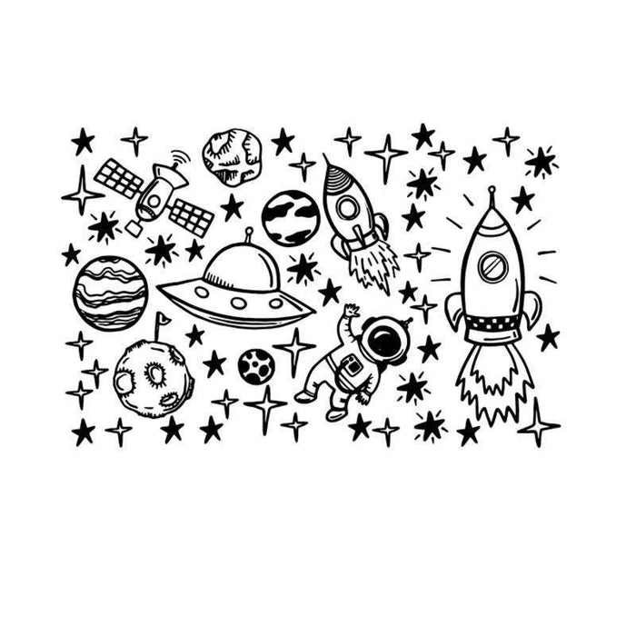 Solar System Planets Spaceship Rocket Astronaut Bedroom Decorative Wall Sticker