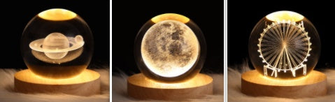 Luminous Starry Sky And Planets Moon Moon Crystal Ball Small Night Lamp Projection Ambience Light Creative Gift New Strange Gift