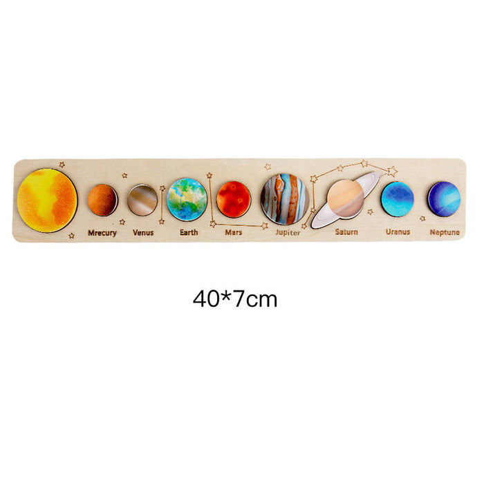 Wooden Children's Universe Star Cognitive Solar System Eight Planets Puzzle