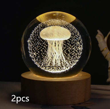 Luminous Starry Sky And Planets Moon Moon Crystal Ball Small Night Lamp Projection Ambience Light Creative Gift New Strange Gift