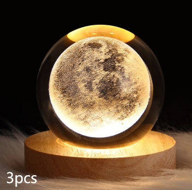 Luminous Starry Sky And Planets Moon Moon Crystal Ball Small Night Lamp Projection Ambience Light Creative Gift New Strange Gift