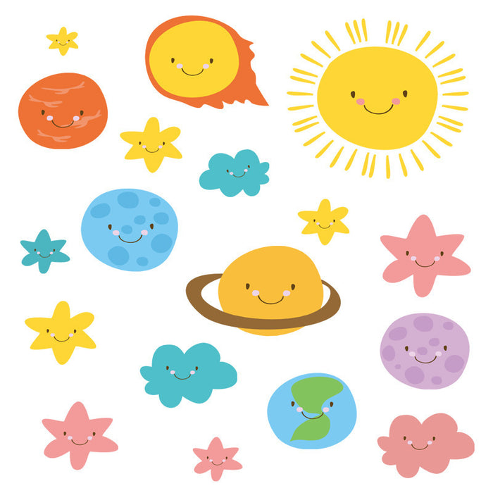 Cartoon Kindergarten Wall Stickers Universe Space Planet