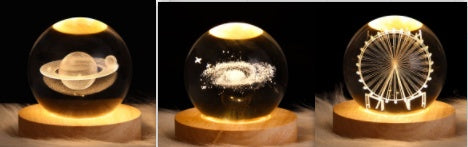 Luminous Starry Sky And Planets Moon Moon Crystal Ball Small Night Lamp Projection Ambience Light Creative Gift New Strange Gift