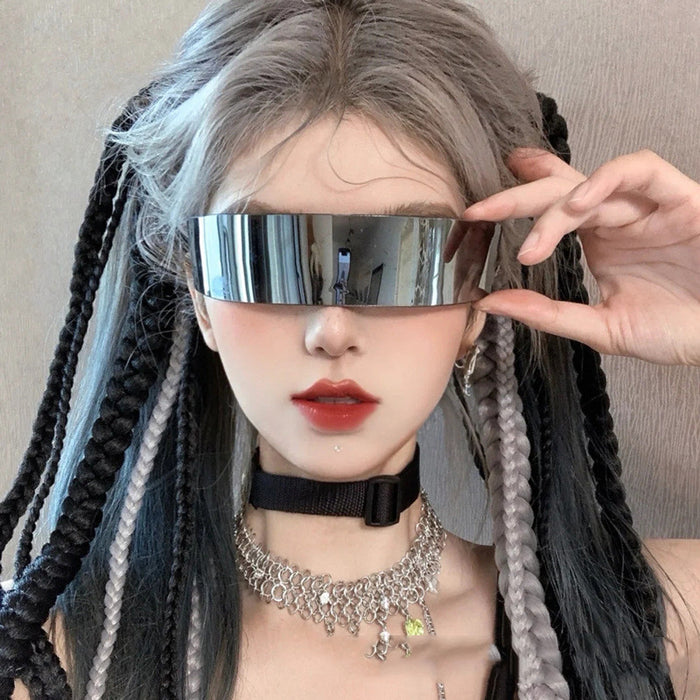 European And American Avant-garde One-piece Saibo Punk Sunglasses Future Technology Advanced Sense Glasses Disco Sunglasses