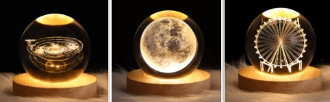 Luminous Starry Sky And Planets Moon Moon Crystal Ball Small Night Lamp Projection Ambience Light Creative Gift New Strange Gift