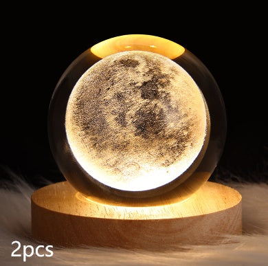 Luminous Starry Sky And Planets Moon Moon Crystal Ball Small Night Lamp Projection Ambience Light Creative Gift New Strange Gift