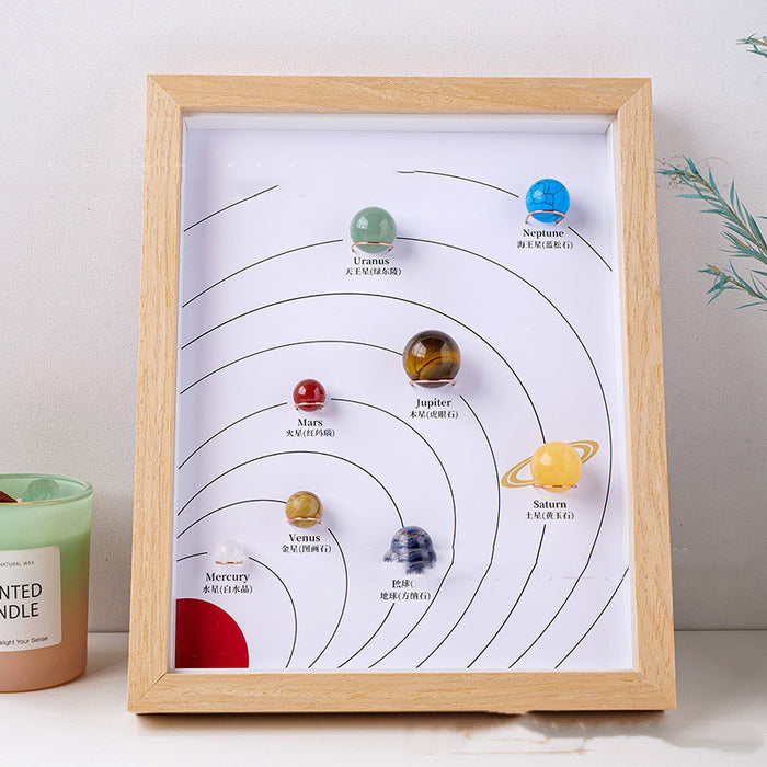 Natural Stone Solar System Eight Planets Crystal Ball Photo Frame