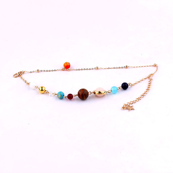 E Galaxy Eight Planets Bracelet Anklet Solar System Sweater Necklace