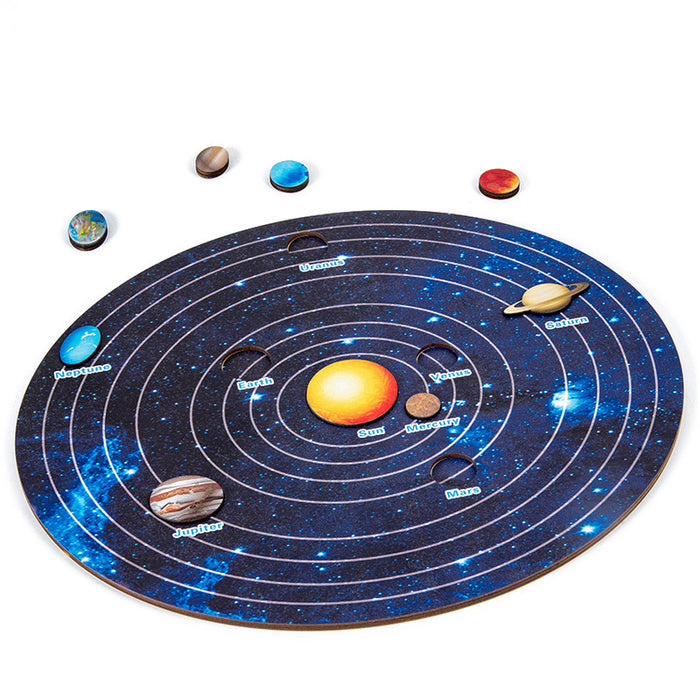 Wooden Children's Universe Star Cognitive Solar System Eight Planets Puzzle