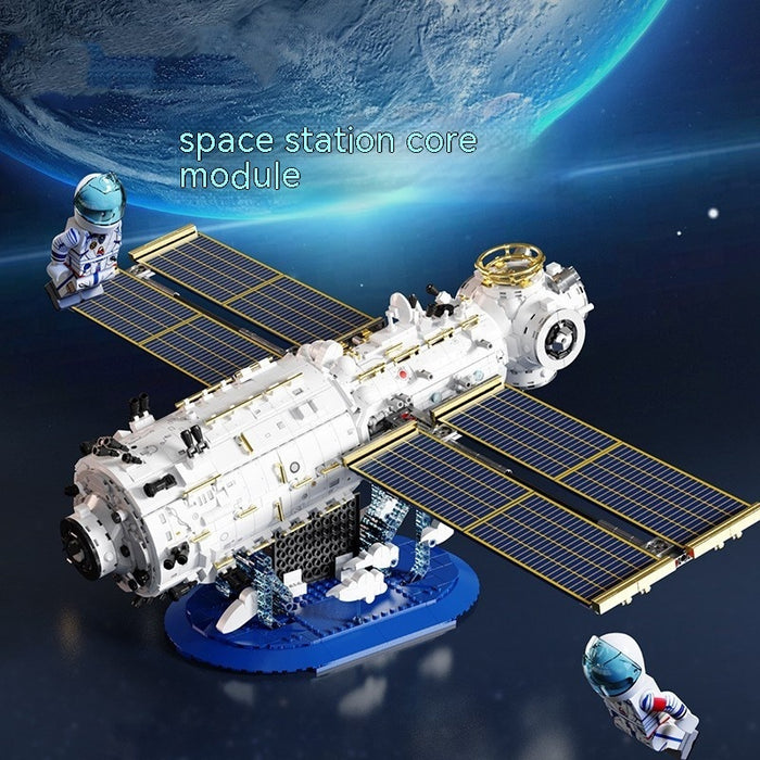 Space Station Core Cabin Assembling Small Particles Building Blocks