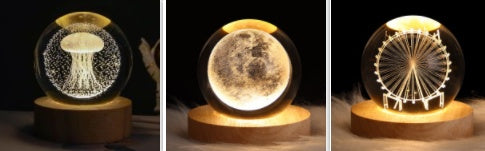 Luminous Starry Sky And Planets Moon Moon Crystal Ball Small Night Lamp Projection Ambience Light Creative Gift New Strange Gift