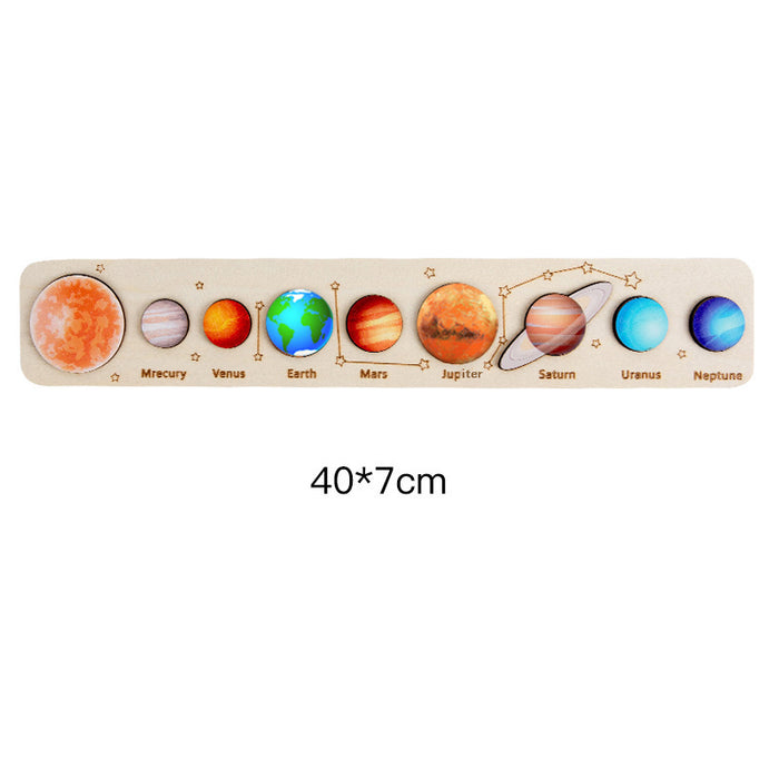 Wooden Children's Universe Star Cognitive Solar System Eight Planets Puzzle