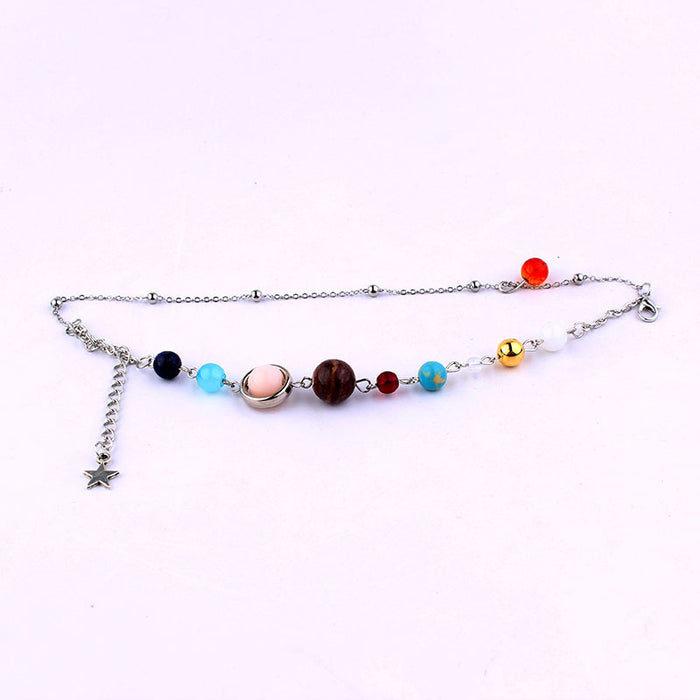 E Galaxy Eight Planets Bracelet Anklet Solar System Sweater Necklace